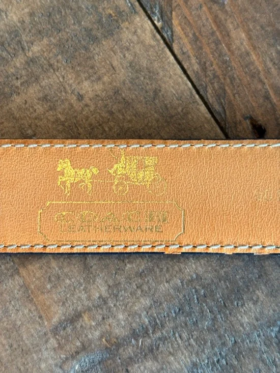 Coach Blue Leather Belt with Light Blue and Navy Enamel Buckle - Picture 4 of 5